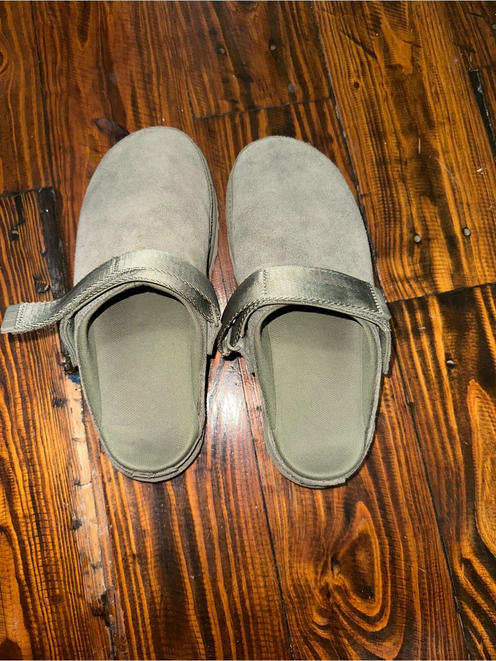 UGG: Slip-On Suede Clog Mules in Olive Green